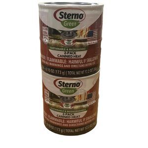2 x Sterno Green 2 Packs Canned Heat Outdoor Cooking Fondue 6.10 oz Each New